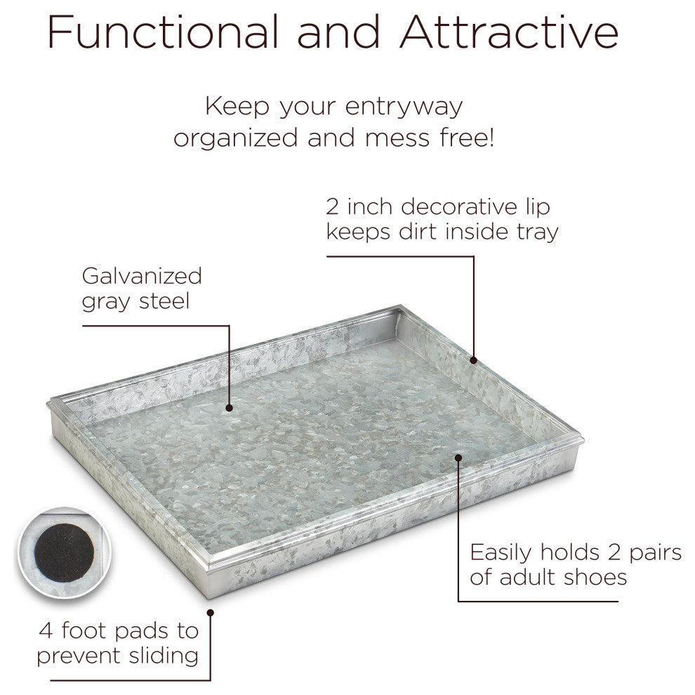 20" Classic Boot Tray Galvanized Gray Steel