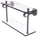 Pacific Grove 16" Two Tiered Glass Shelf with Dotted Accents, Matte Gray