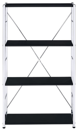 Tennos Bookshelf in Black & Chrome Finish