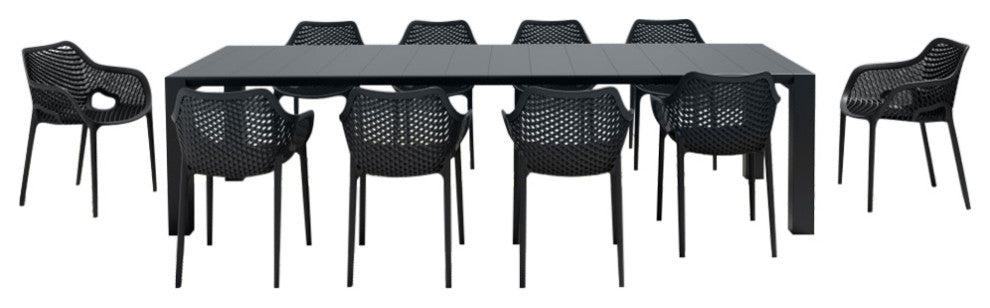 Air XL Extension Dining Set 11-Piece Black