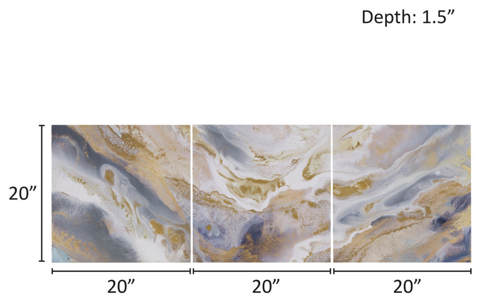 Madison Park Symphony Glitter Gold Foil Abstract Canvas Wall Art Set of 3