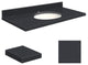 Quartz 25"x22" Vanity Top, White Bowl, Black Luxe, Single Hole