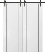 Sturdy Double Barn Door 84 x 80 with | Planum 0016 White Silk with  | 14FT