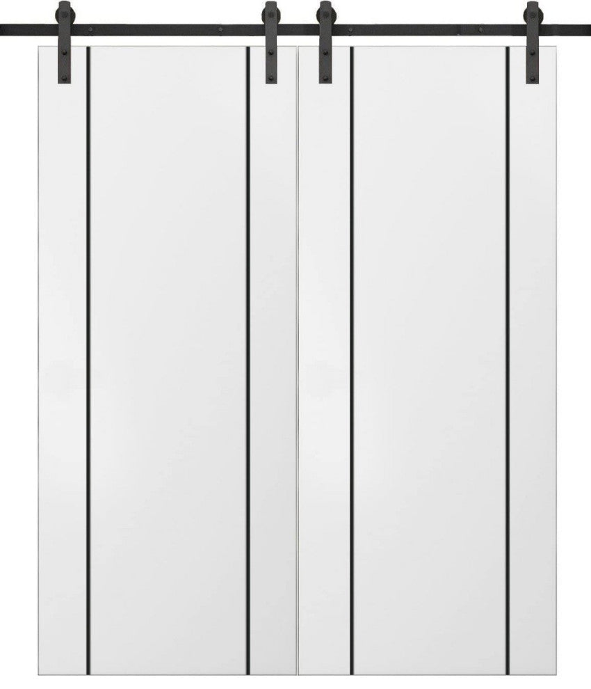 Sturdy Double Barn Door 84 x 80 with | Planum 0016 White Silk with  | 14FT