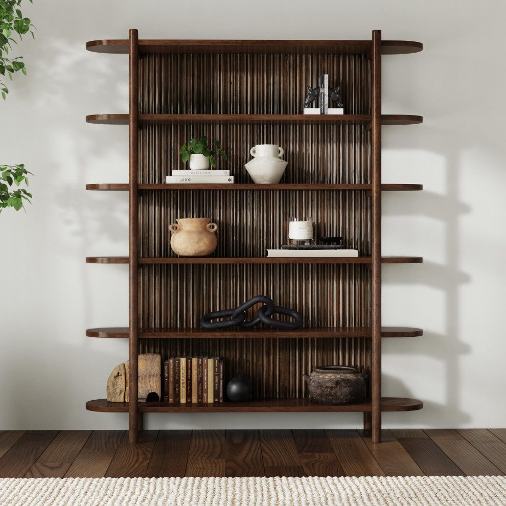Redford 81" Mango Wood Mid-Century Modern Bookcase by Kosas Home