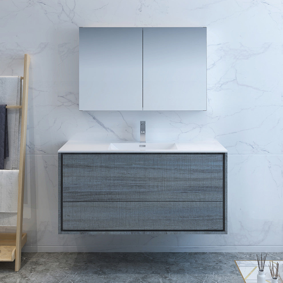 Fresca Catania 48" Ocean Gray Wall Hung Vanity With Medicine Cabinet