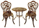 Antique Bronze Outdoor Bistro Set with 2 Floral Chairs and Round Table