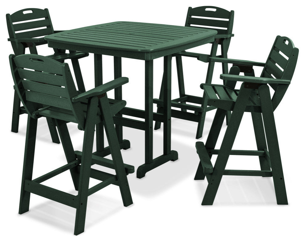 Polywood Nautical 5-Piece Bar Set, Green
