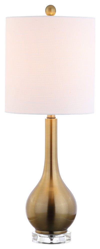 Dylan 25" Metal and Crystal Teardrop Table Lamp, Brass