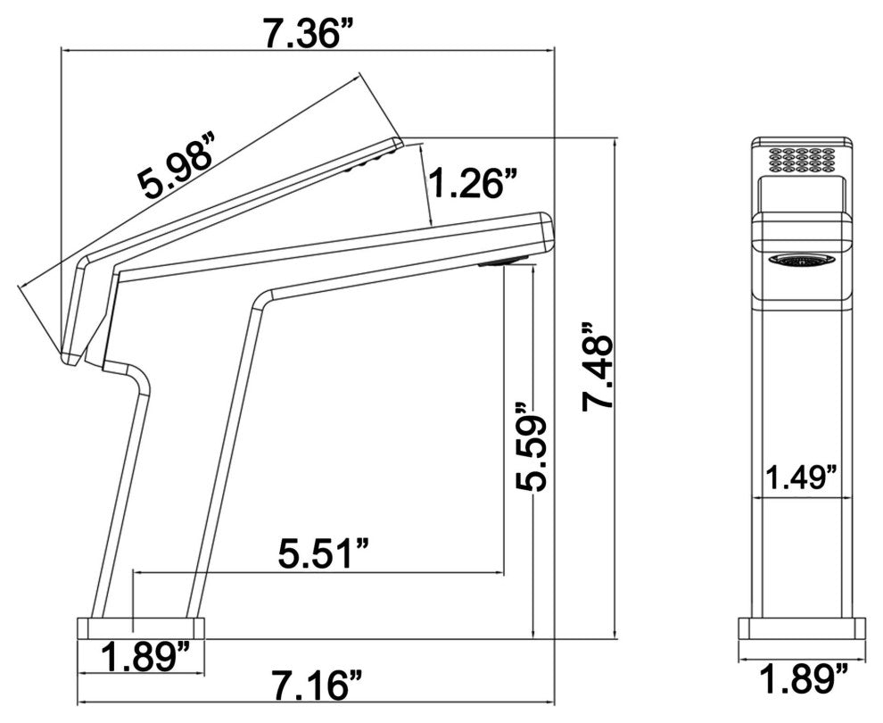 Deck Mounted Single Handle Bathroom Faucet, Single Hole, Matte Black