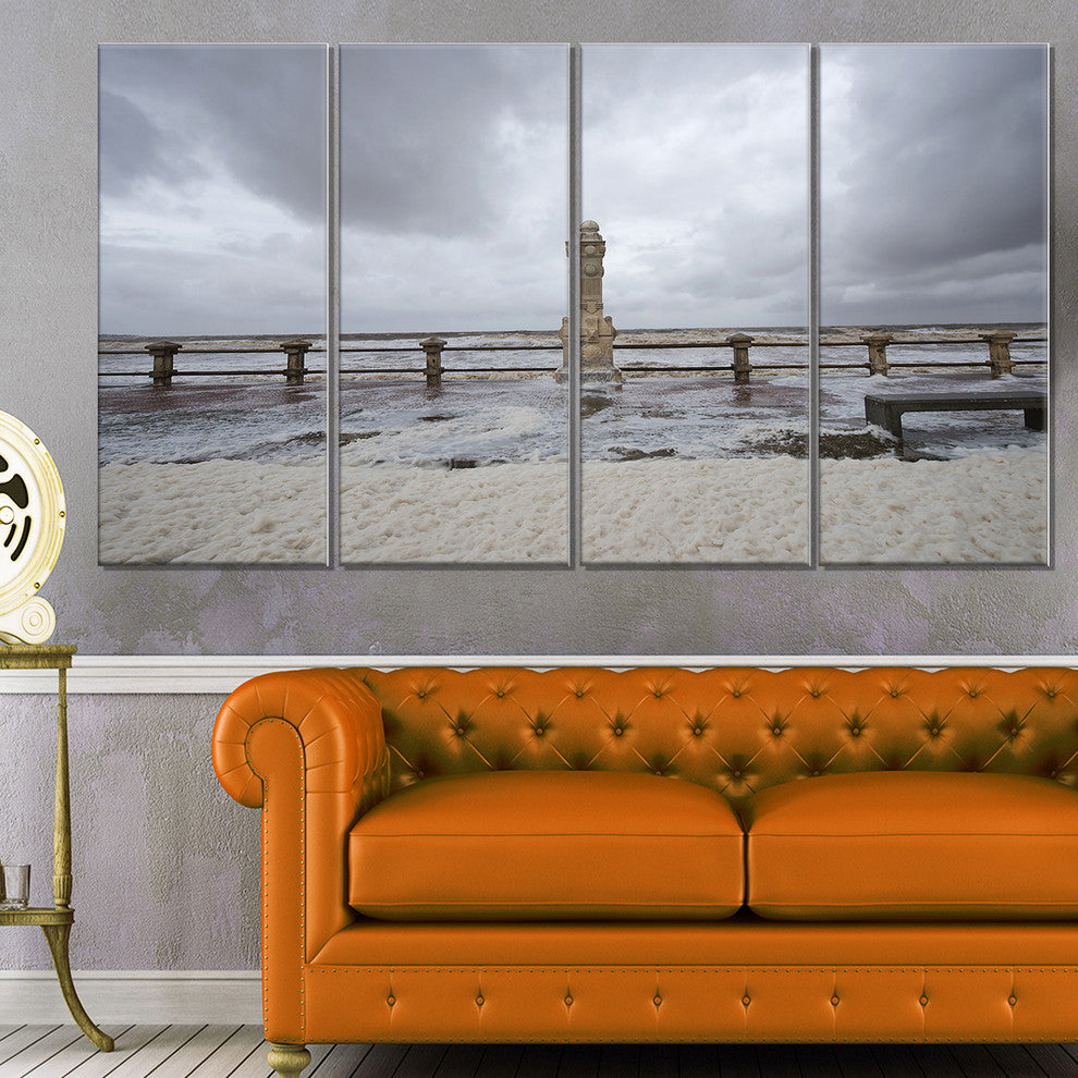 "Spring Storm in Uruguay Panorama" Sea Bridge Wall Art, 4 Panels, 48"x28"