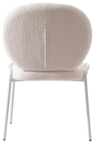 LeisureMod Celestial Modern Boucle Dining Side Chair in White Metal Frame White