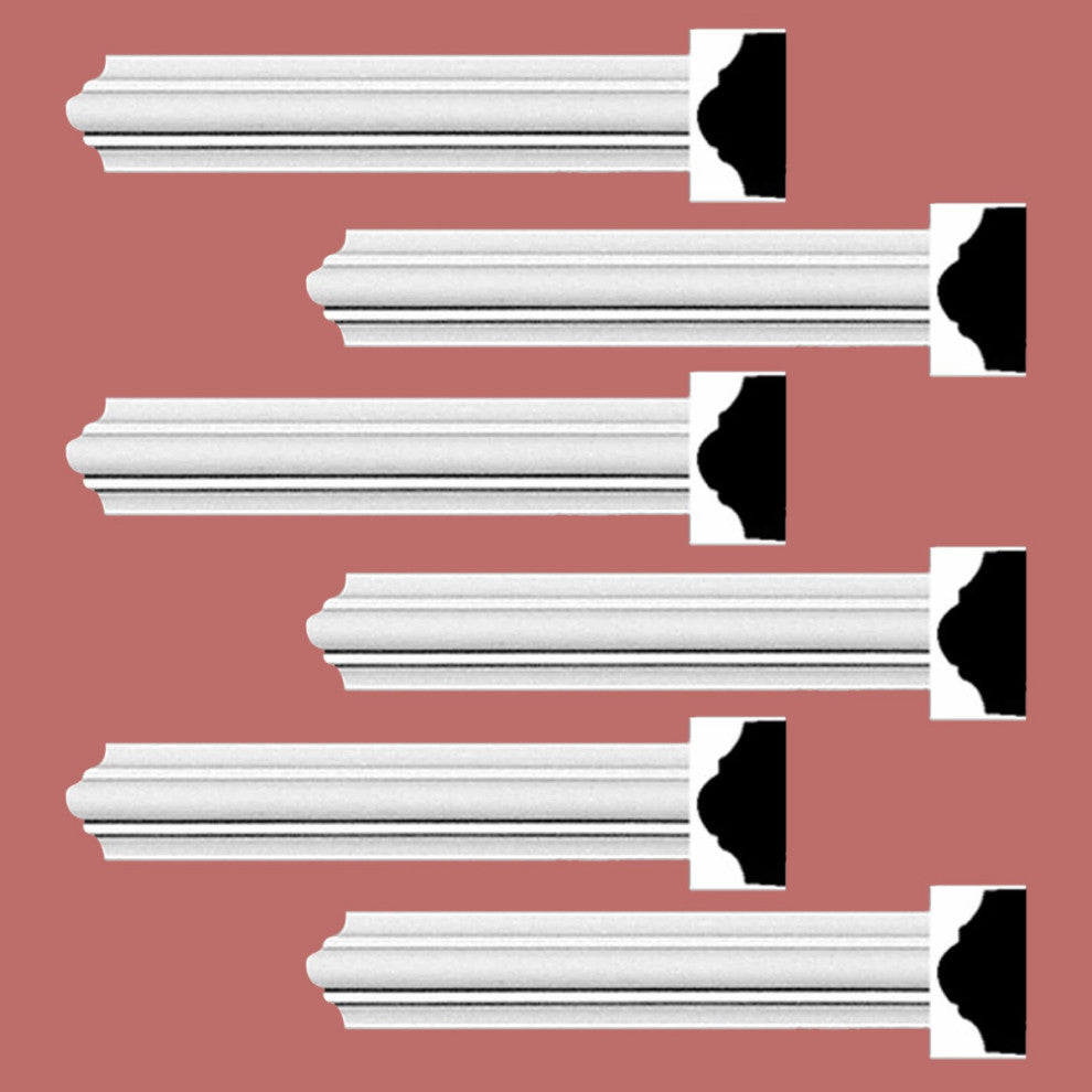 Cornice White Urethane Simple Design 6 Pieces Totaling 570" Length