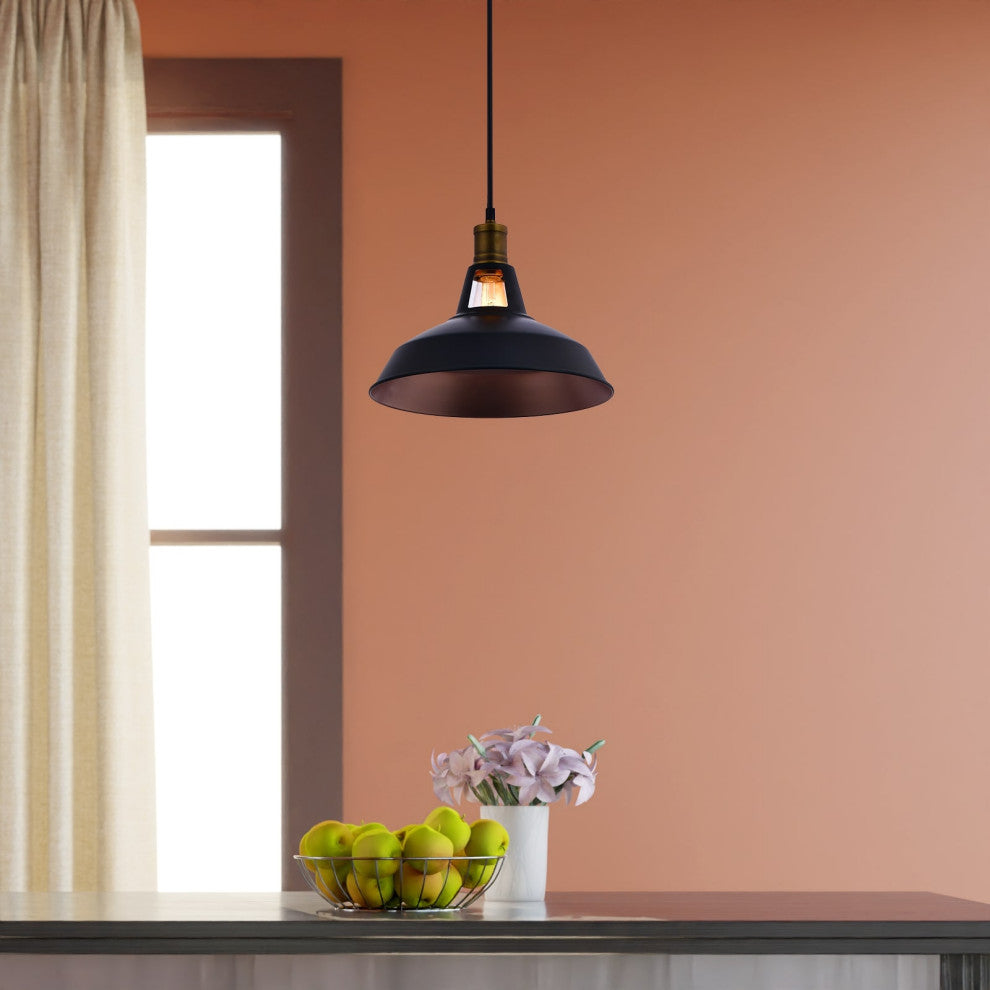 Lazzur Saone 1 Light 12" Matte Black Pendant