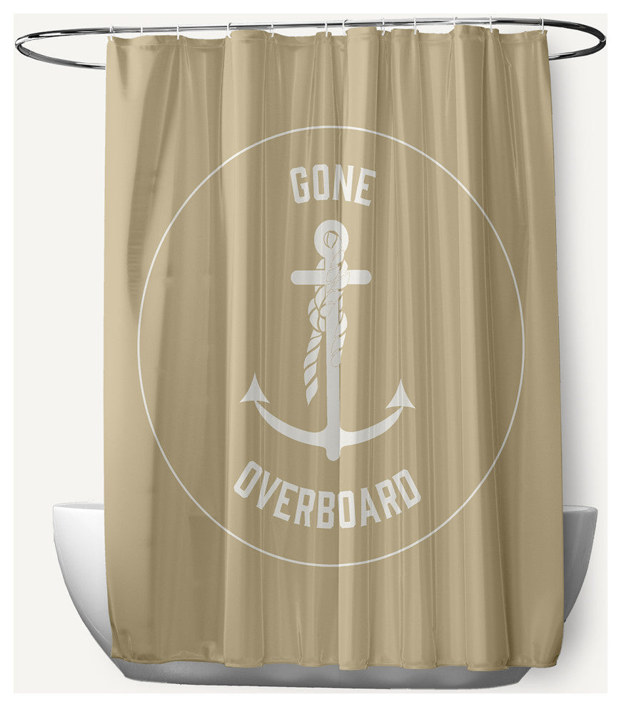 Gone Forever Overboard Taupe 70" w x 73" h Shower Curtain