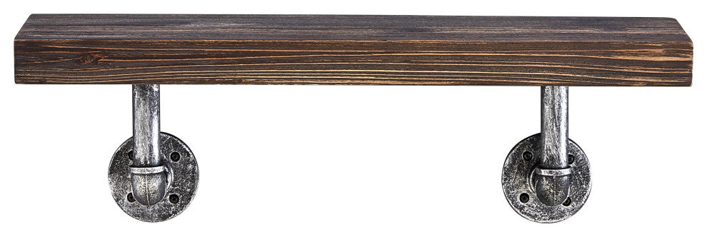 Danya B. 24" x 7" Floating Pipe Industrial Rustic Wall Mount Shelf, Ebony
