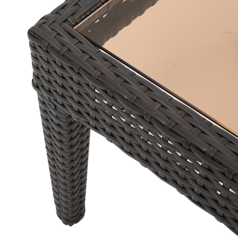 GDF Studio Jermaine Outdoor Brown Wicker Accent Table