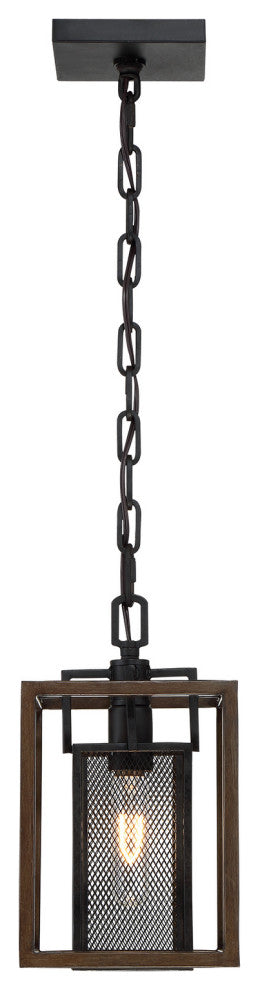 Varaluz-285M01DOBL-One Light Mini Pendant Dark Oak/Black