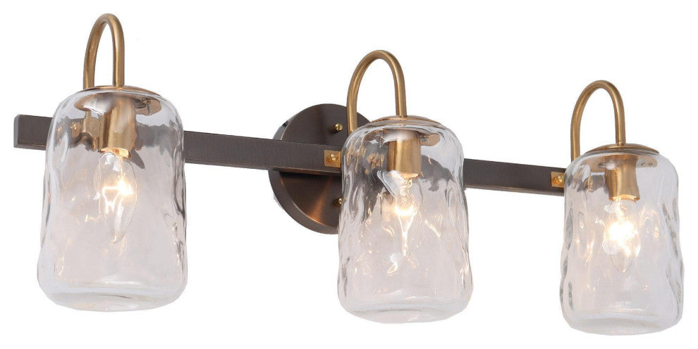 LNC Matte Black and Polished Gold Mason Jar Modern Wall Sconces, 3 Lights