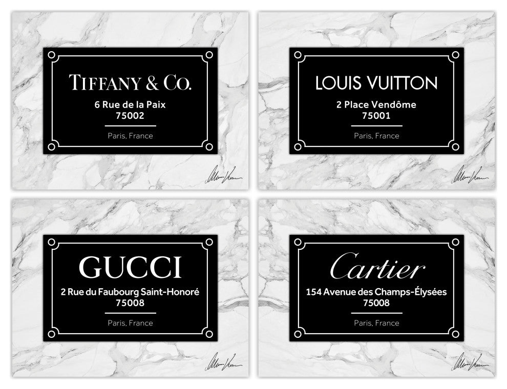 "Prestige Brand"Frameless Reverse Printed Tempered Glass Wall Art Set of 4