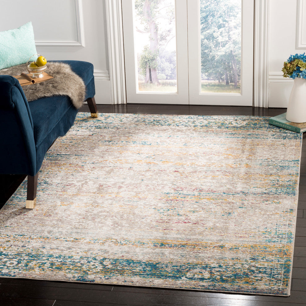 Safavieh Aria Ara156C Vintage/Distressed Rug, Cream/Blue, 5'1"x7'6"