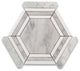 Carrara White Marble 5 Hexagon Georama Mosaic Tile Thassos Strip Honed, 1 sheet