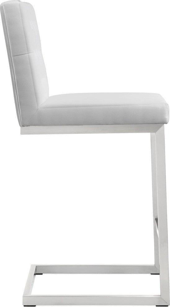 Helsinki White Stainless Steel Counter Stool - Set of 2 - White