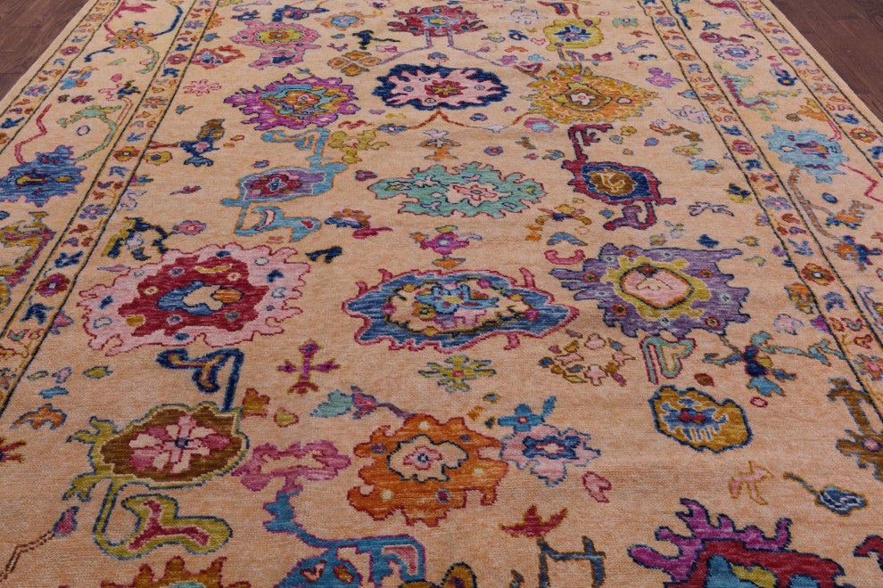 Turkish Oushak Handmade Wool Rug 9' 11" X 14' 2" - Q16109