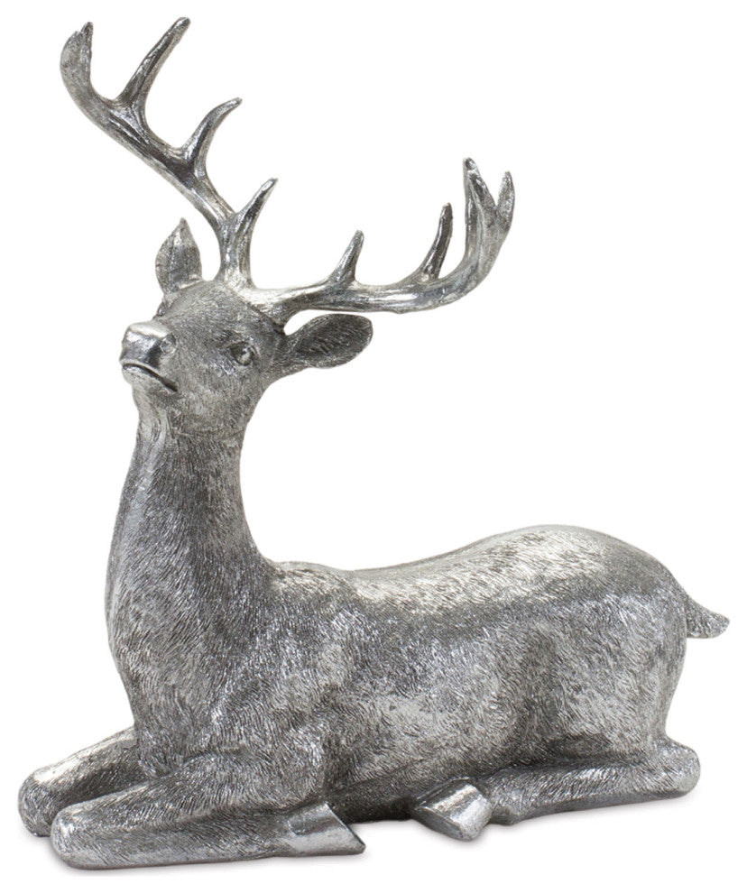Silver Deer Statue, 2-Piece Set