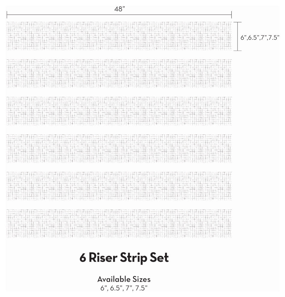 Crosshatch Peel and Stick Stair Riser Strips, Gray, 48"x7", Set of 6