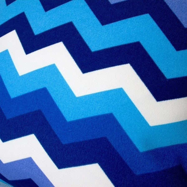 Panama Wave Blue Zigzag Polyester 18" Outdoor Throw Pillows, Set Of 2, Throw Pil
