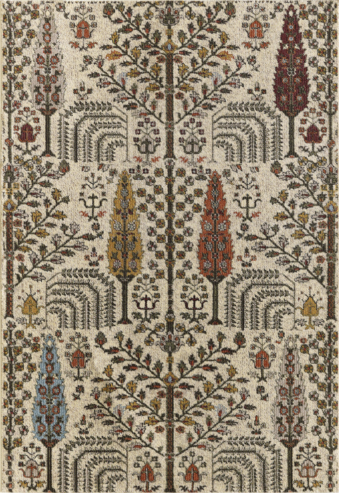 Abani Mesa MES130A Beige Tree of Life Print Area Rug