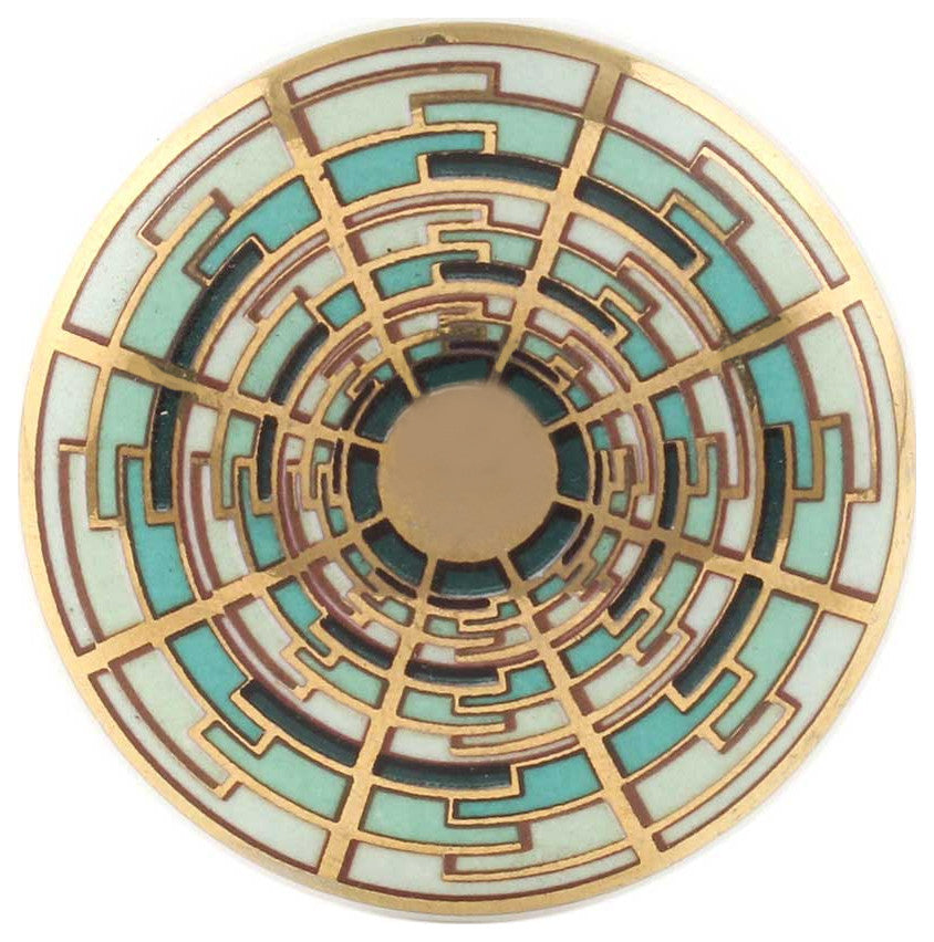 Set of 4 Emerald Gold Ceramic Knobs