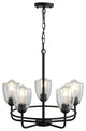 5-Light Chandelier Candle Style Island Pendant Lights with Glass Shades, Black