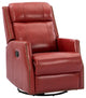 Genuine Leather Manual Swivel Recliner, Red
