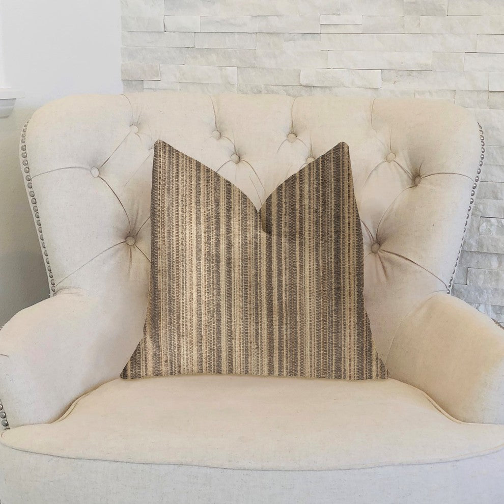 New Hampton Ivory and Beige Luxury Throw Pillow, 20"x36" King