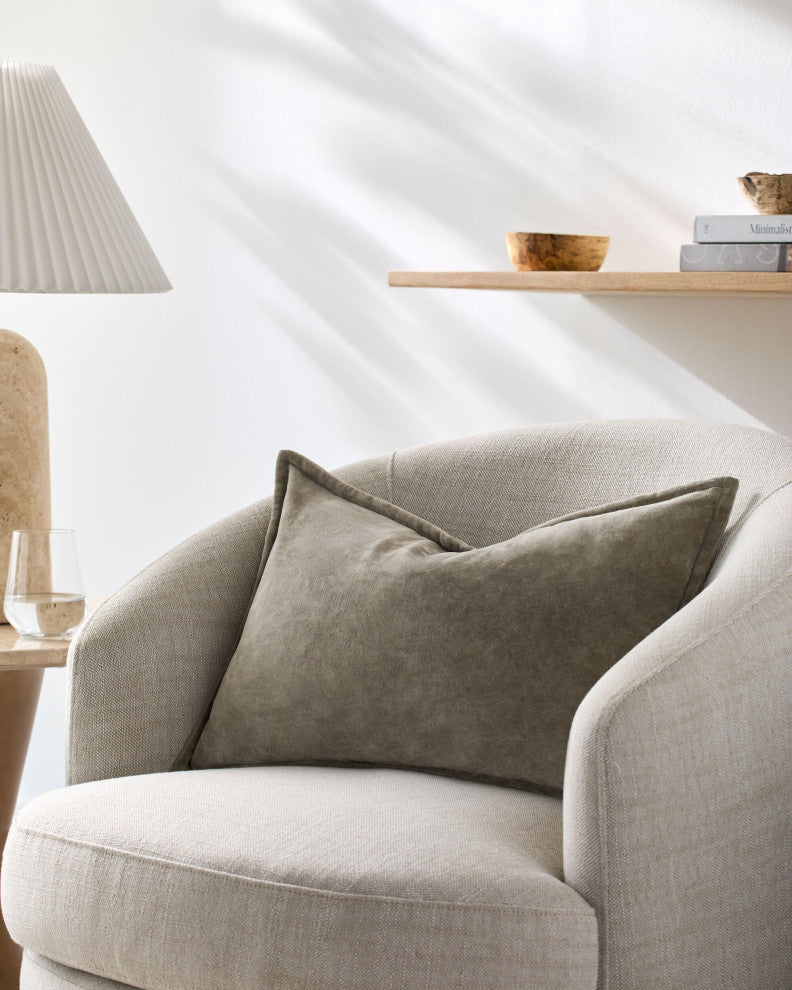 Galey Alix x Livabliss Karling GAKA-001 Pillow, Taupe, 13"L x 20"W, Down Insert