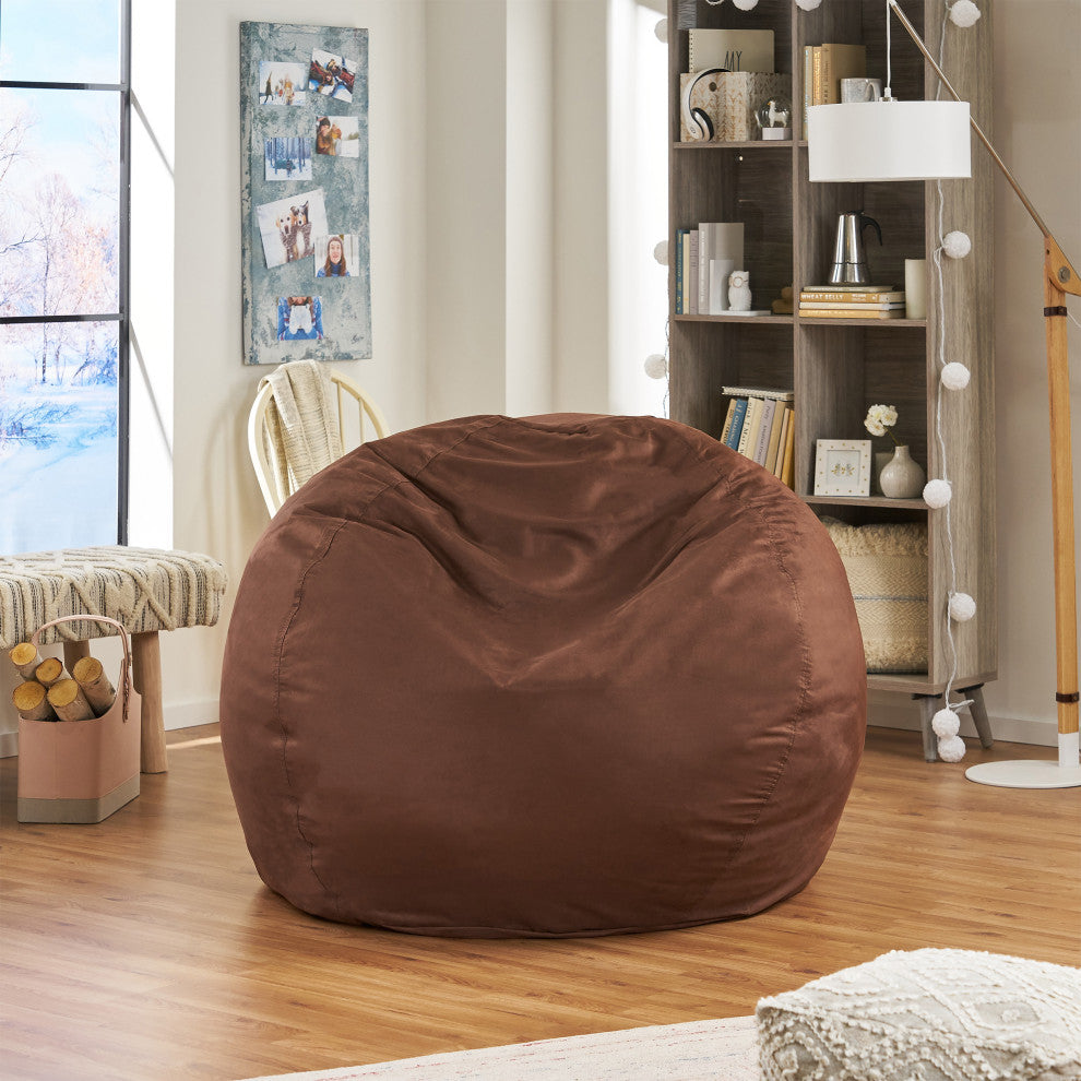 Selena Traditional 5 Foot Suede Bean Bag, Cover Only, French Roast