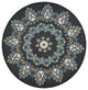 4' Round Black Floral Paradise Area Rug