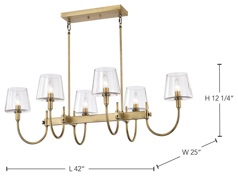 Brookside 6 Light Island Pendant, Clear Glass