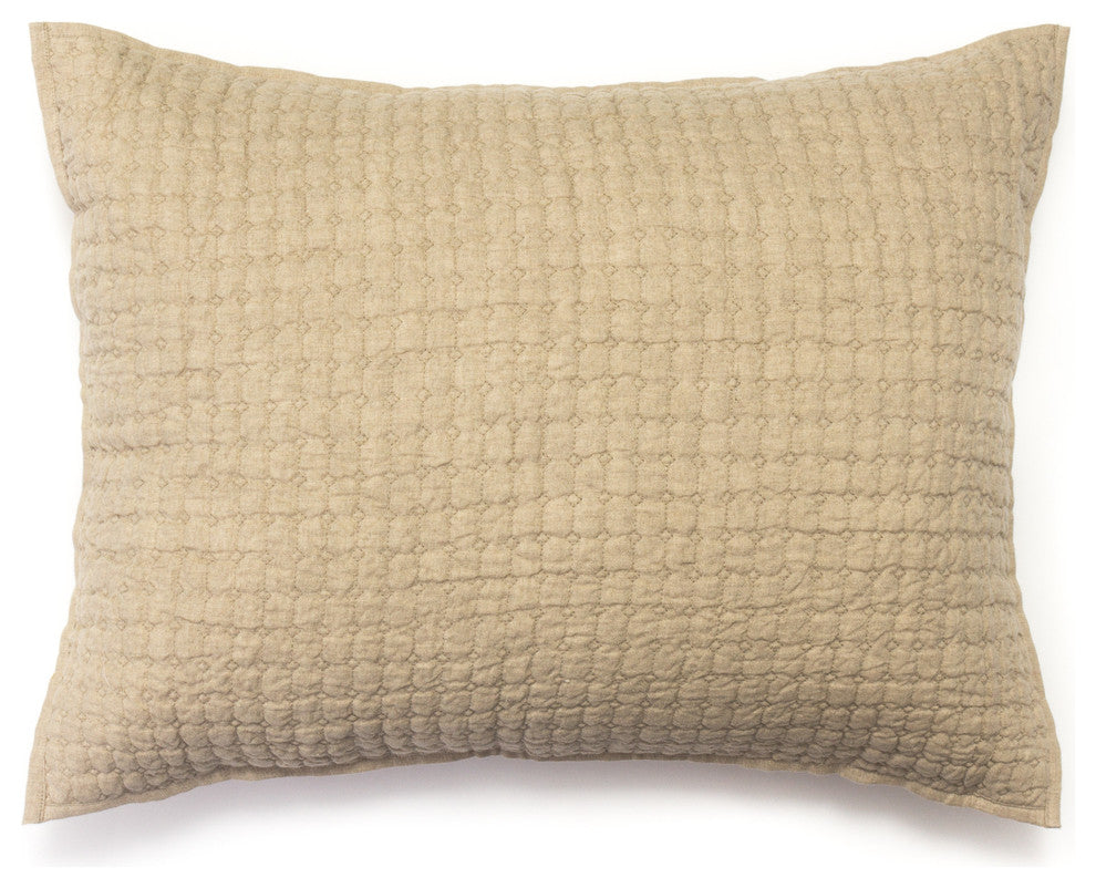 Karina Quilted Linen Natural  Throw Pillow