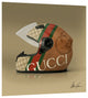 "Gucci Fabulous Helmet" Frameless Floating Tempered Glass Panel Graphic Wall Art
