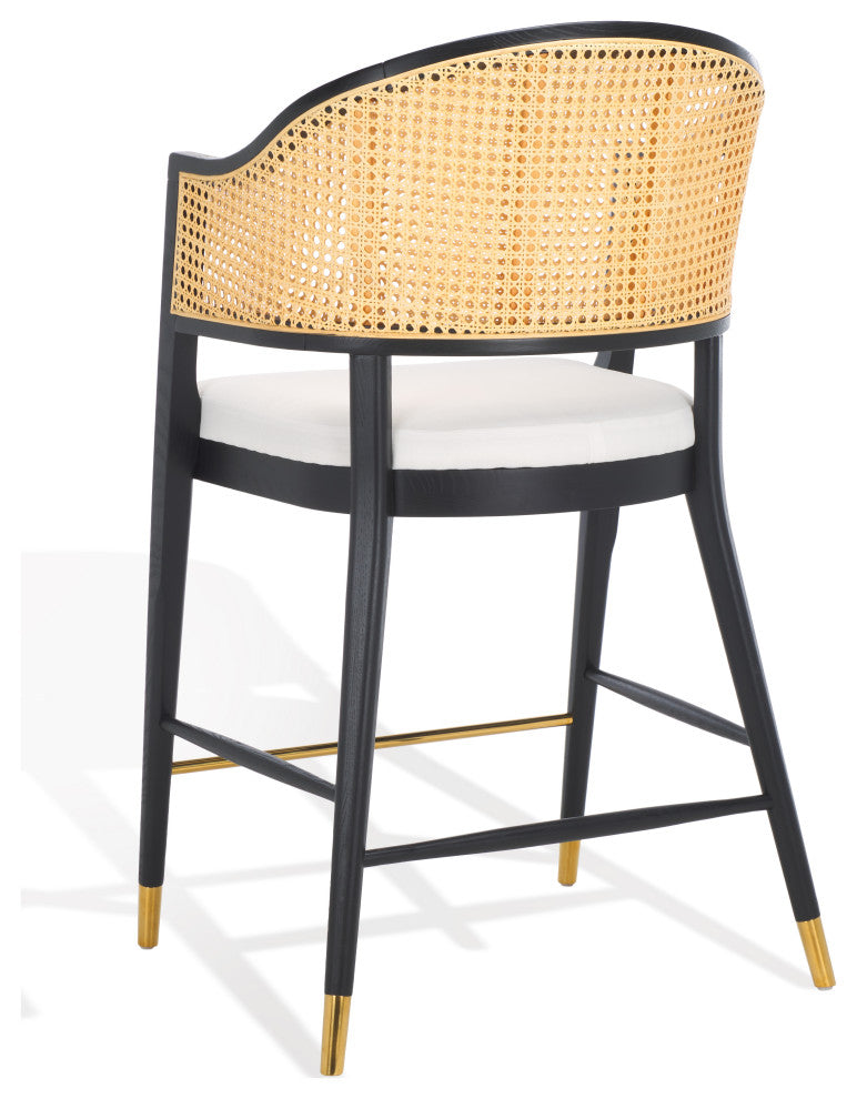 Safavieh Couture Rogue Rattan Barstool, Black/Natural