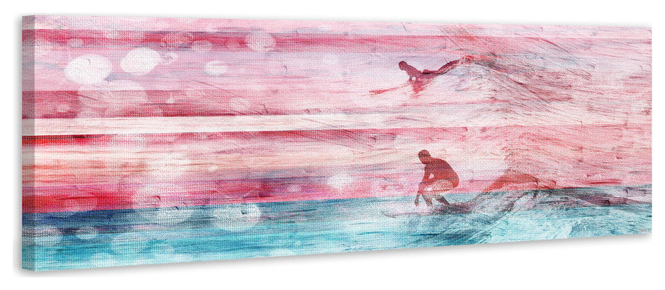 "Riding Waves" Print on Canvas, 30"x10"