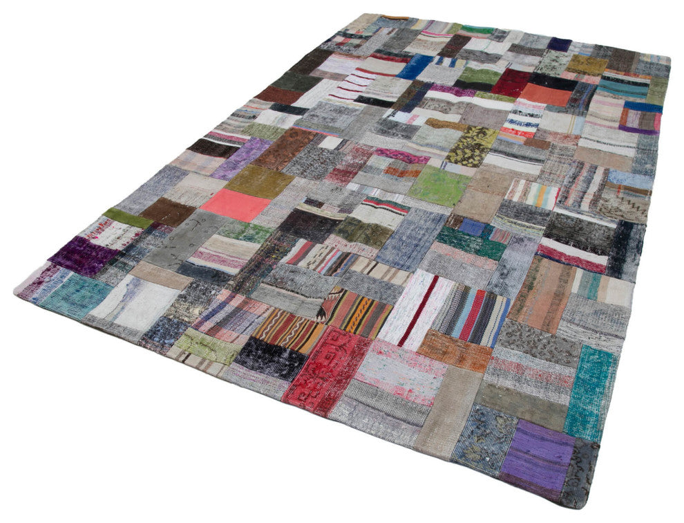 Rug N Carpet - Handmade Oriental 6' 7'' x 9' 11'' Rustic Patchwork Kilim Rug