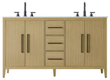Home Living 60" Double Bathroom Vanity, Honey Brown