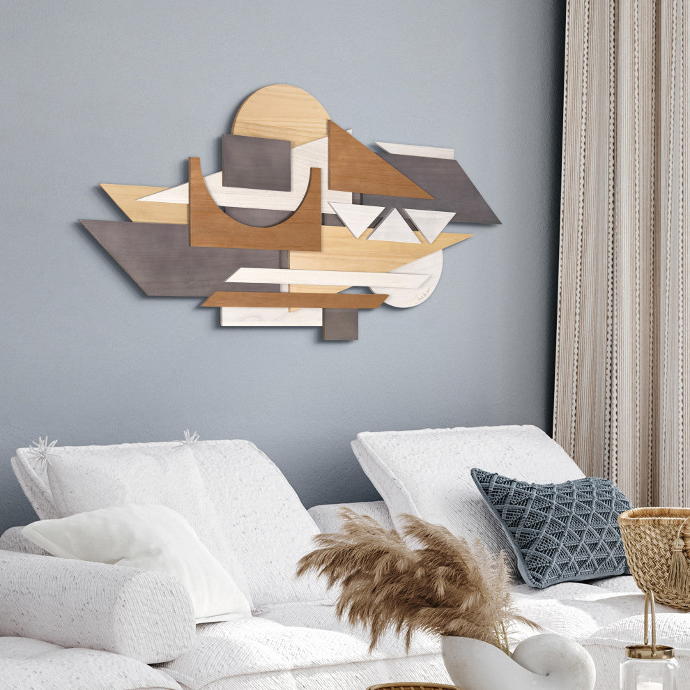 "Moonlit Mist" Hand Made Wood Abstracts Wall Art, Ap-106b-4824-07