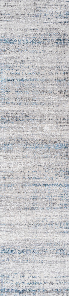 Tidal Modern Strie' Area Rug, Gray/Blue, 2'x8'