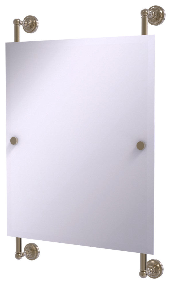 Dottingham Frameless Rail Mounted Mirror, Antique Pewter