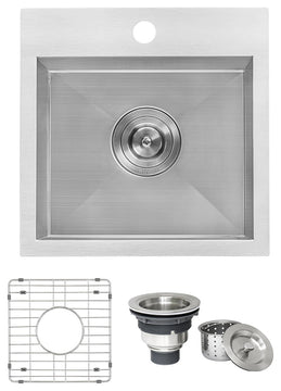 Ruvati RVH8115 15x15" Single Bowl Stainless Steel 16 Gauge Bar Prep Sink